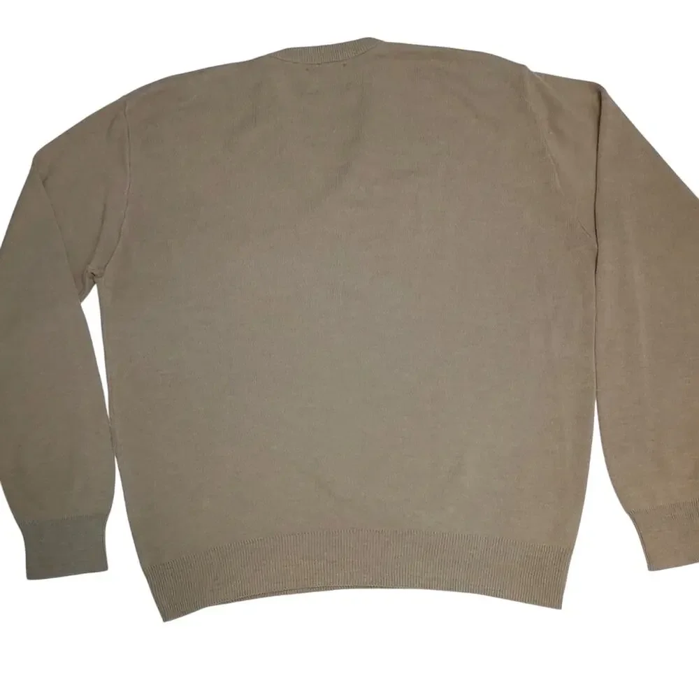 Vintage 90's Jantzen Men's Knit Tan Pullover V-Neck Long Sleeve Sweater Large